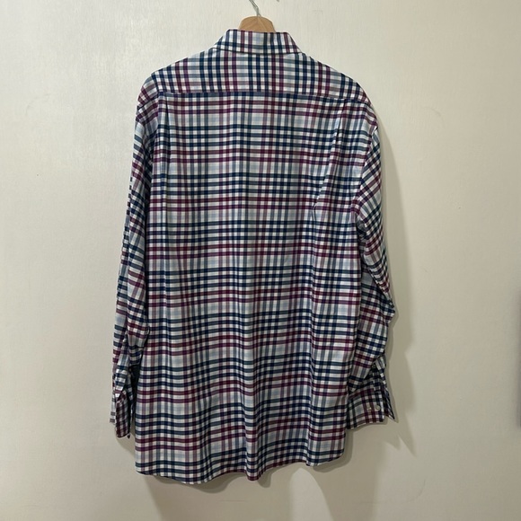 TOMMY HILFILGIER  MENS BUTTON DOWN DRESS SHIRT PLAID PURPLE Sz 17 34/35 - Picture 2 of 15